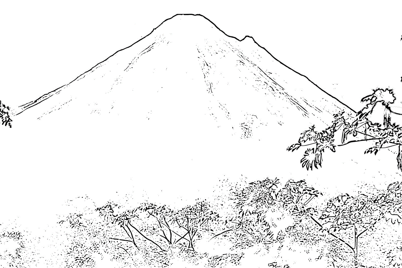 Раскраска Динозаврики у вулкана
